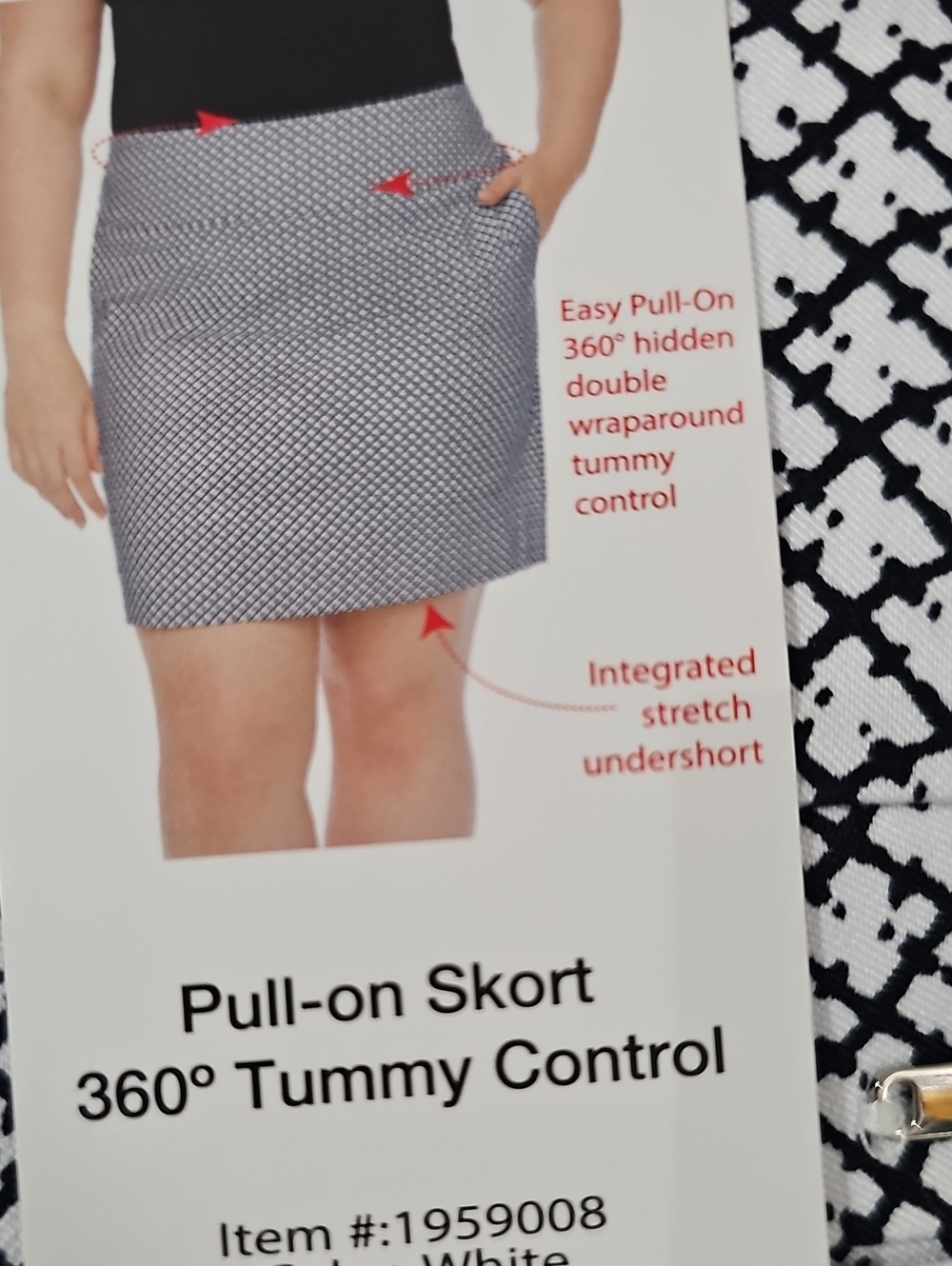 Women's Pull-On Skort with 360° Tummy Control - White/Black XXL